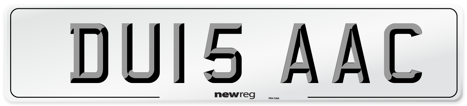 DU15 AAC Number Plate from New Reg